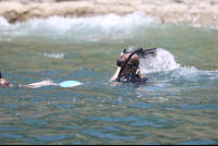 family snorkeling distant 
 - Costa Rica