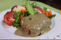 black peppercorn creamsauce steak 
 - Costa Rica