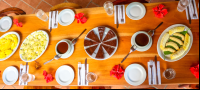 Aerial View Of Table And Food Set Up Finca Kobo Chocolate Tour
 - Costa Rica