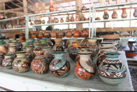 shelves of pottery willys guaitil 
 - Costa Rica