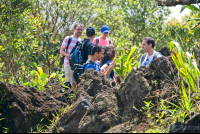 group of tourist taking pictures of the lava molten rocks at  hiking trail
 - Costa Rica