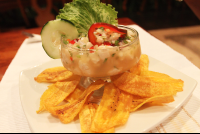 sea bass ceviche platano chips 
 - Costa Rica