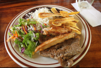 chicken beef plantain salad rice beans lunch 
 - Costa Rica