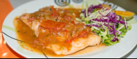 Seabass On Tomatoe Sauce With Salad Restaurante Carolina
 - Costa Rica