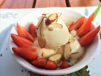 ice cream slivered almonds strawberries gusto beach 
 - Costa Rica